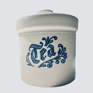 Vtg Pfaltzgraff Yorktowne TEA Canister Crock Lid Made USA 502 Country Blue 5”